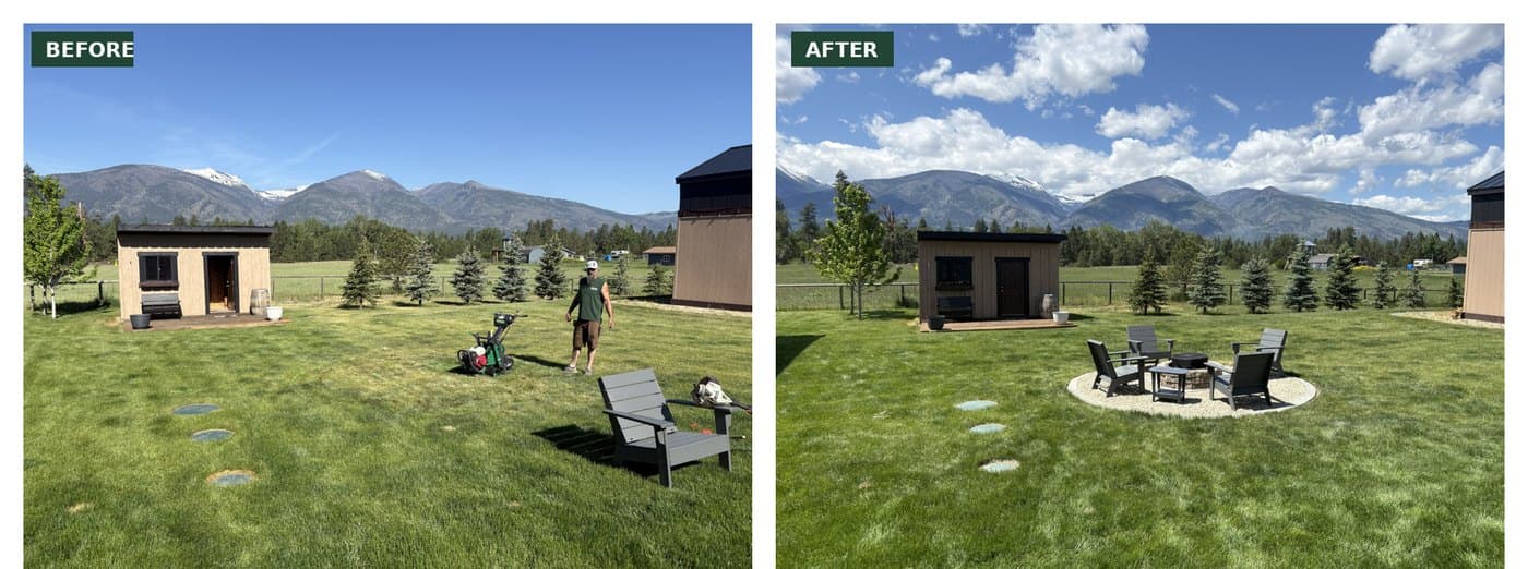 Before and after: Backyard Fire Pit Installation in Florence, MT